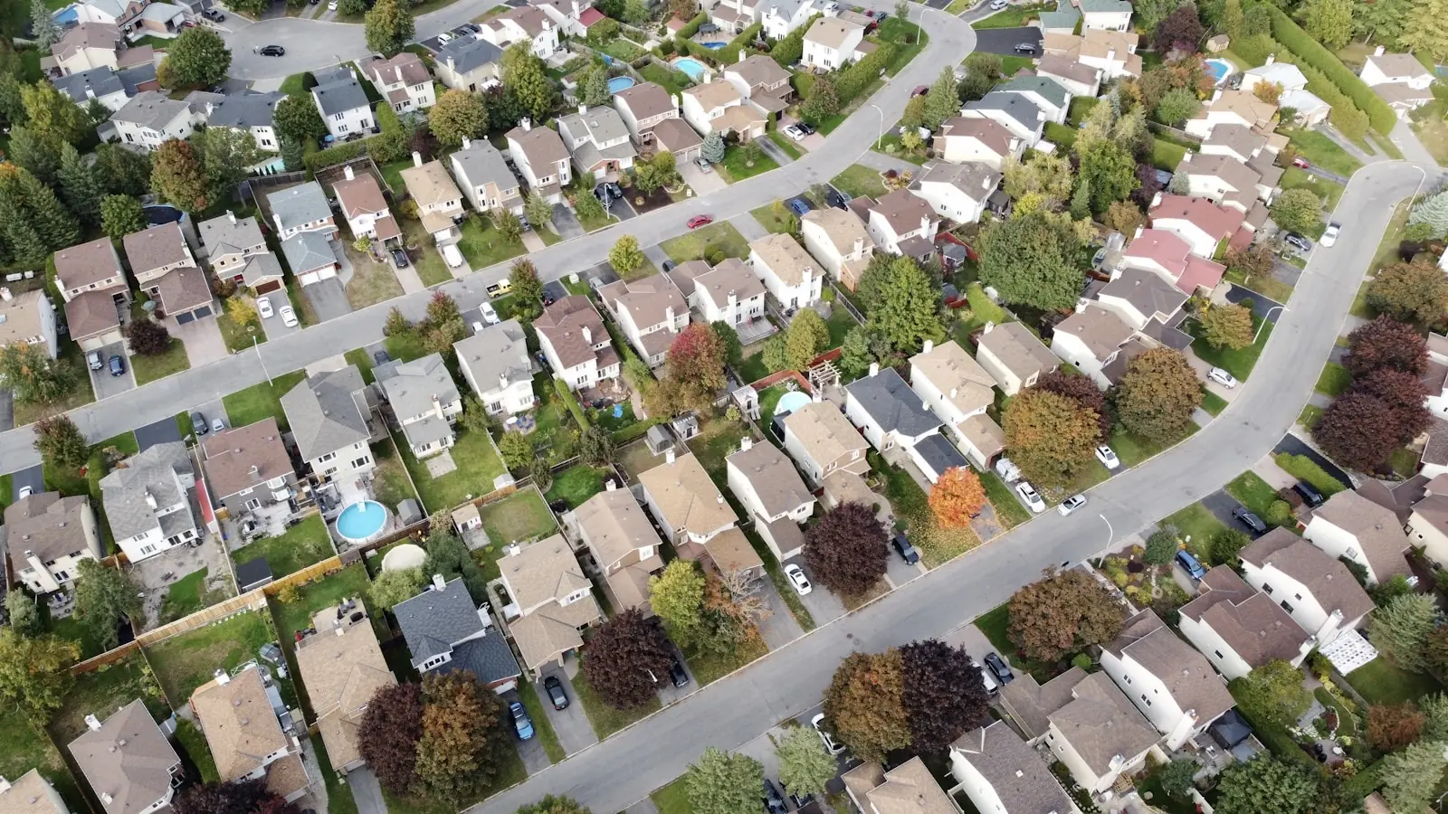 An aerial of a Fairfax neighborhood